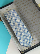 Blue Check Woven Silk Necktie - TOSSIDO