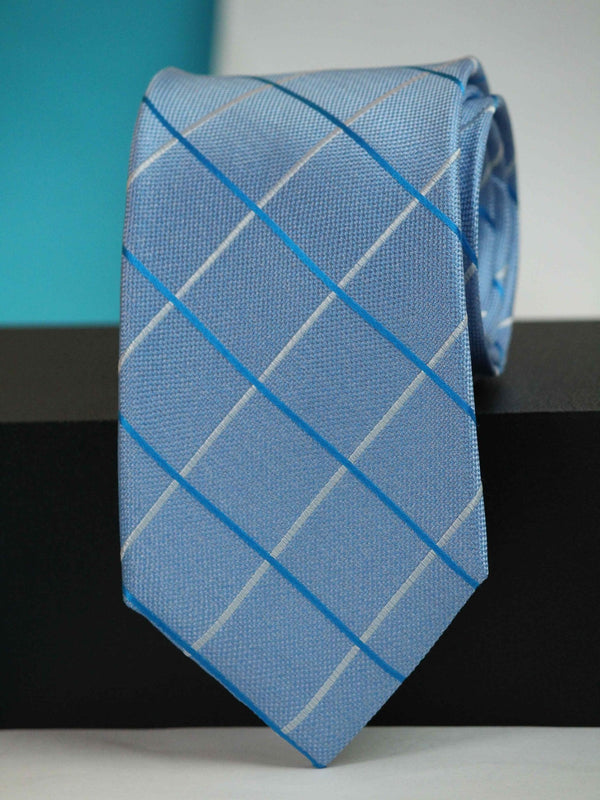 Blue Check Woven Silk Necktie - TOSSIDO