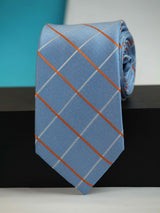 Blue Check Woven Silk Necktie - TOSSIDO