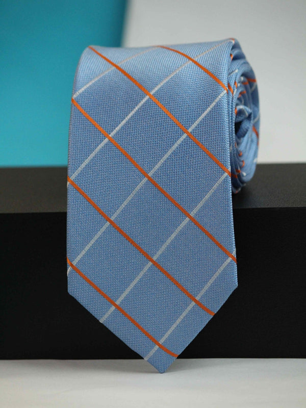 Blue Check Woven Silk Necktie - TOSSIDO