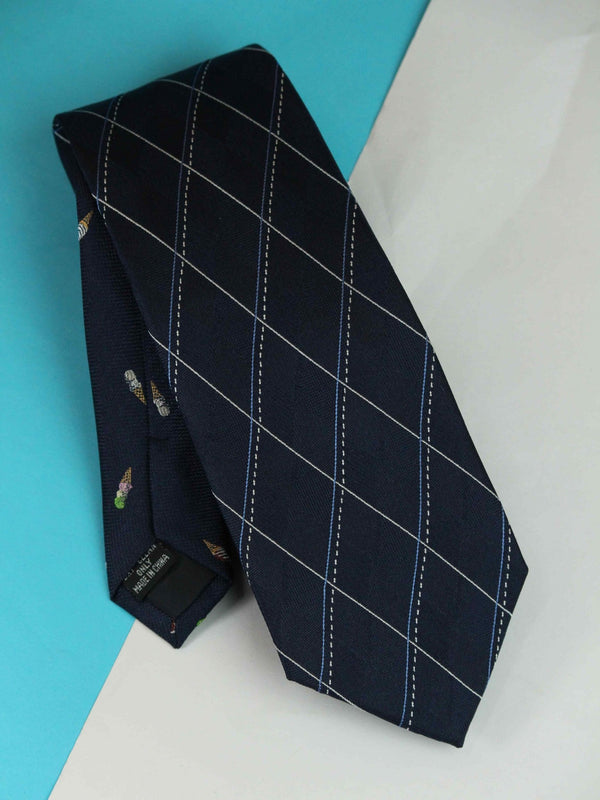 Blue Check Woven Silk Necktie - TOSSIDO