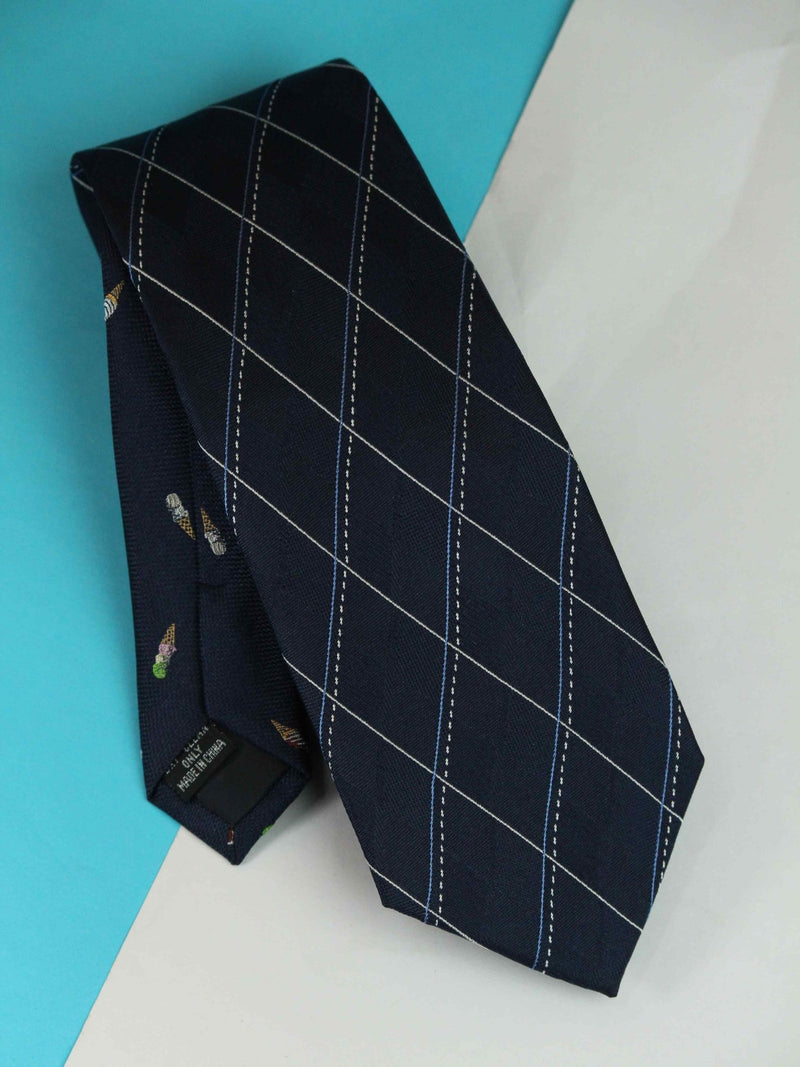 Blue Check Woven Silk Necktie - TOSSIDO