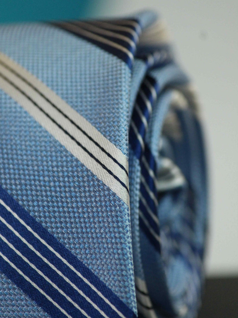 Blue Check Woven Silk Necktie - TOSSIDO