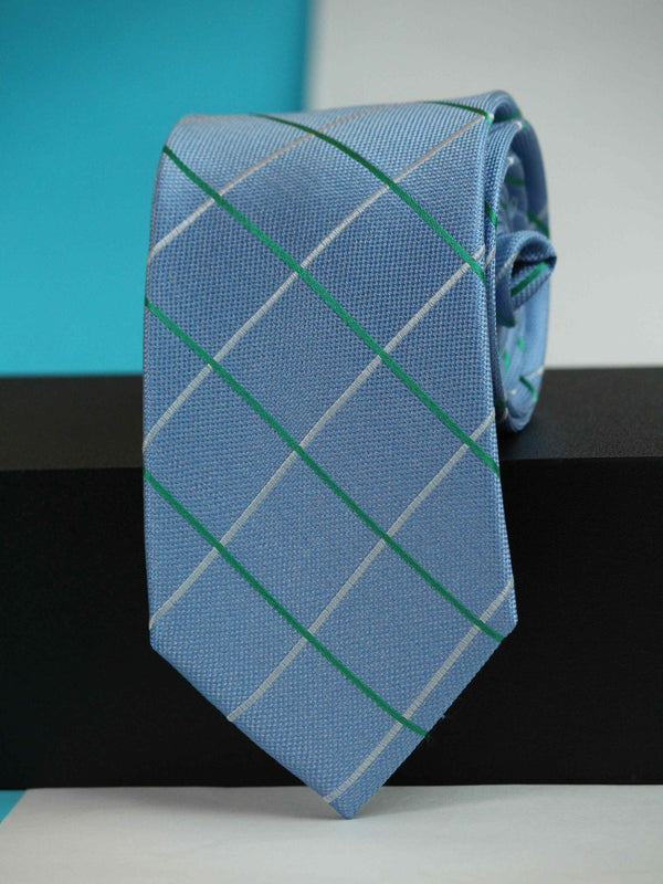 Blue Check Woven Silk Necktie - TOSSIDO