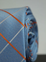 Blue Check Woven Silk Necktie - TOSSIDO
