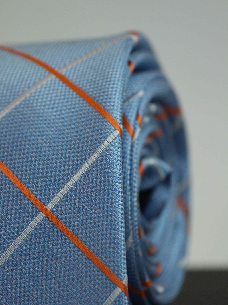 Blue Check Woven Silk Necktie - TOSSIDO