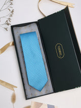 Blue Check Woven Silk Necktie - TOSSIDO