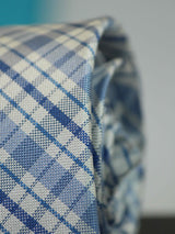 Blue Check Woven Silk Necktie - TOSSIDO