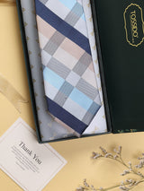 Blue Check Woven Silk Necktie - TOSSIDO