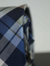 Blue Check Woven Silk Necktie - TOSSIDO