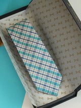 Blue Check Woven Silk Necktie - TOSSIDO