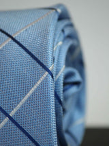 Blue Check Woven Silk Necktie - TOSSIDO