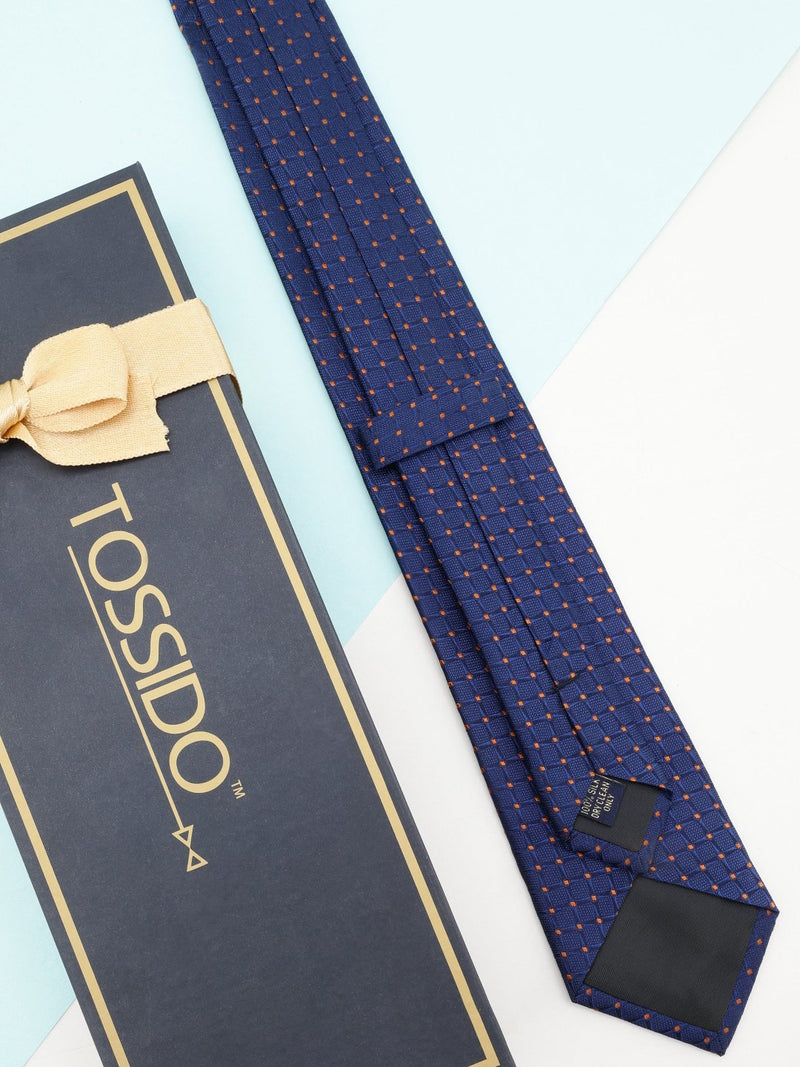 Blue Check Woven Silk Necktie - TOSSIDO