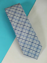 Blue Check Woven Silk Necktie - TOSSIDO