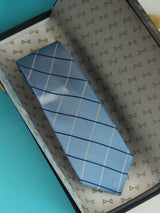 Blue Check Woven Silk Necktie - TOSSIDO
