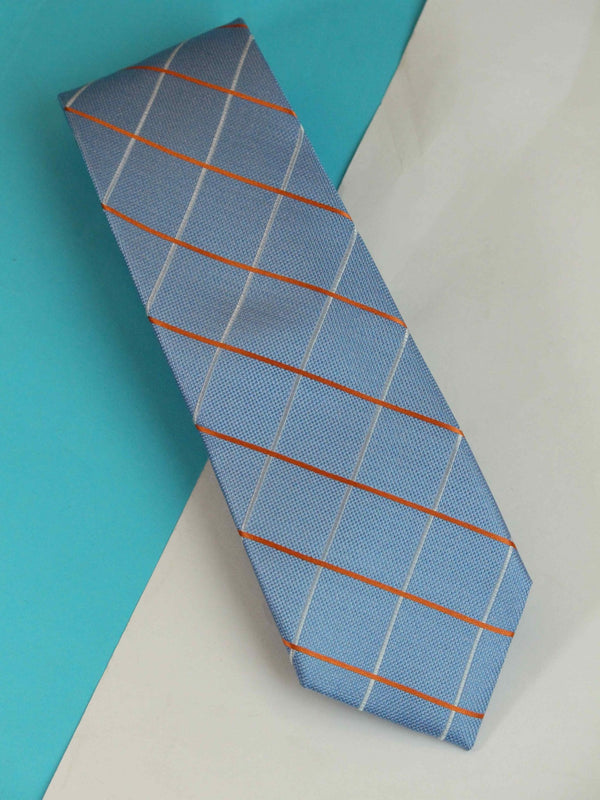 Blue Check Woven Silk Necktie - TOSSIDO