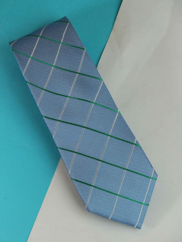 Blue Check Woven Silk Necktie - TOSSIDO