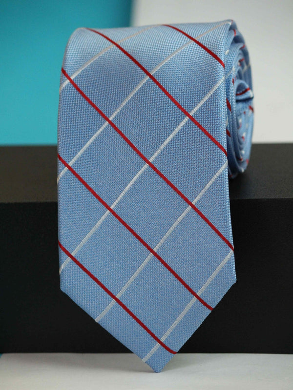Blue Check Woven Silk Necktie - TOSSIDO