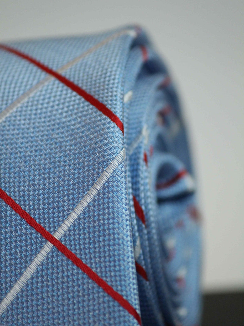 Blue Check Woven Silk Necktie - TOSSIDO