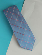 Blue Check Woven Silk Necktie - TOSSIDO