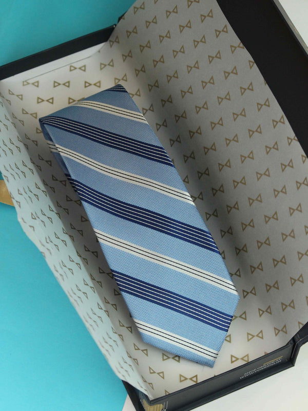 Blue Check Woven Silk Necktie - TOSSIDO