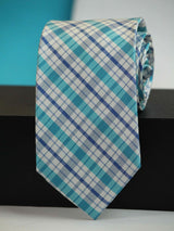 Blue Check Woven Silk Necktie - TOSSIDO