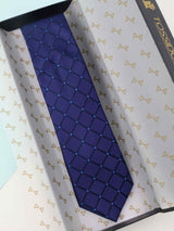 Blue Check Woven Silk Necktie - TOSSIDO