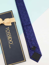 Blue Check Woven Silk Necktie - TOSSIDO