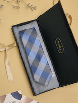 Blue Check Woven Silk Necktie - TOSSIDO