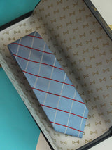 Blue Check Woven Silk Necktie - TOSSIDO