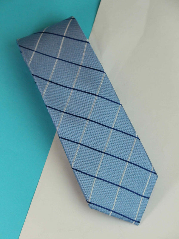Blue Check Woven Silk Necktie - TOSSIDO