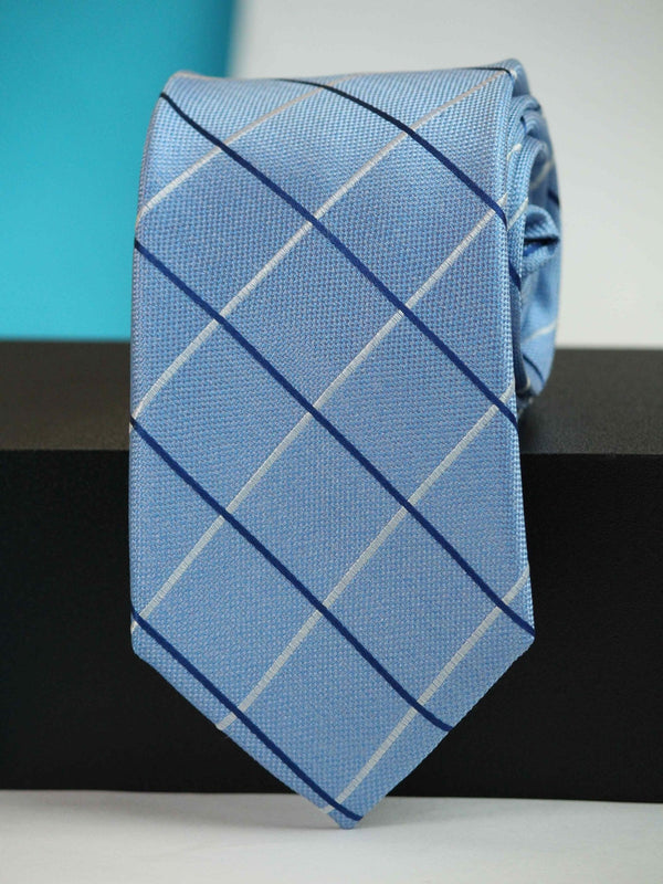 Blue Check Woven Silk Necktie - TOSSIDO