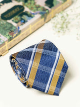 Blue Checks Broad + Long Necktie - TOSSIDO