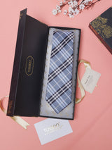 Blue Checks Teflon Silk Necktie - TOSSIDO