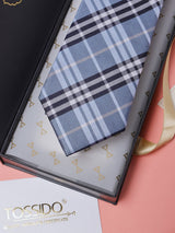 Blue Checks Teflon Silk Necktie - TOSSIDO