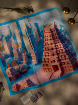 Blue Chennai Temple & Skyline City Scarf - TOSSIDO