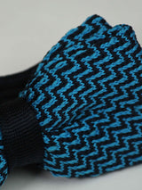 Blue Chevron Pattern Knitted Bow Tie - TOSSIDO