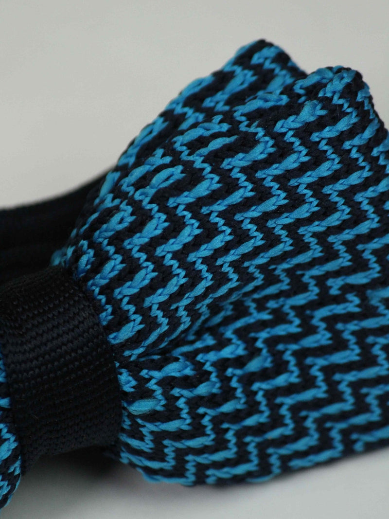 Blue Chevron Pattern Knitted Bow Tie - TOSSIDO