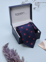 Blue Cricket Ball Necktie & Pocket Square Giftset - TOSSIDO
