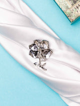 Blue Crystal Heart Flower Brooch - TOSSIDO