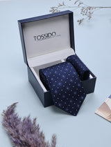 Blue Dot Woven Necktie & Pocket Square Giftset - TOSSIDO