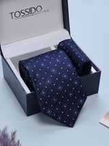 Blue Dot Woven Necktie & Pocket Square Giftset - TOSSIDO