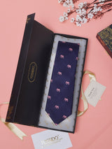 Blue Elephant Teflon Silk Necktie