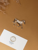 Blue Enamel Crystal Saddle Horse Brooch - TOSSIDO