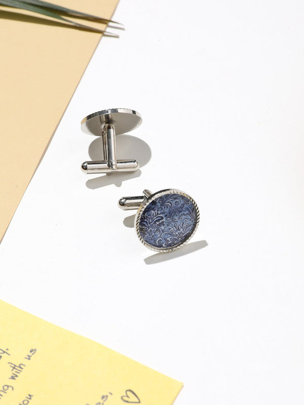 Blue Floral Cufflinks - TOSSIDO
