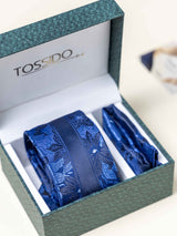 Blue Floral Necktie Gift - set - TOSSIDO