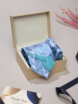 Blue Floral Necktie & Pocket Square Giftset - TOSSIDO