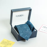 Blue Floral Necktie & Pocket Square Giftset - TOSSIDO