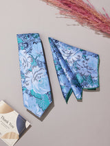 Blue Floral Necktie & Pocket Square Giftset - TOSSIDO