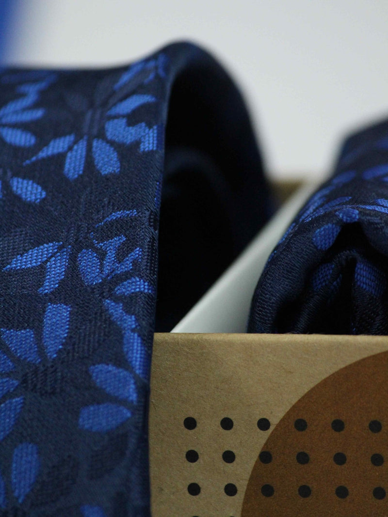 Blue Floral Necktie & Pocket Square Giftset - TOSSIDO